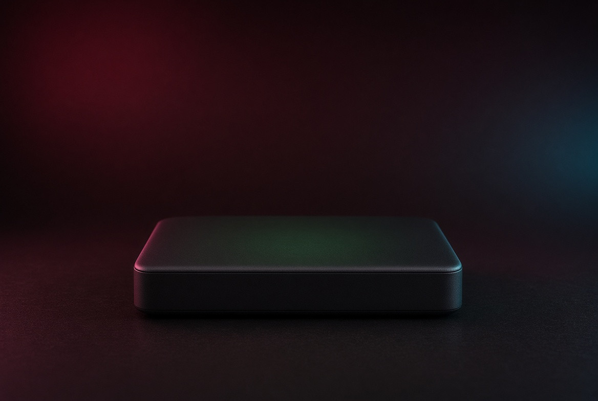 A closed matte device with no interface visible
